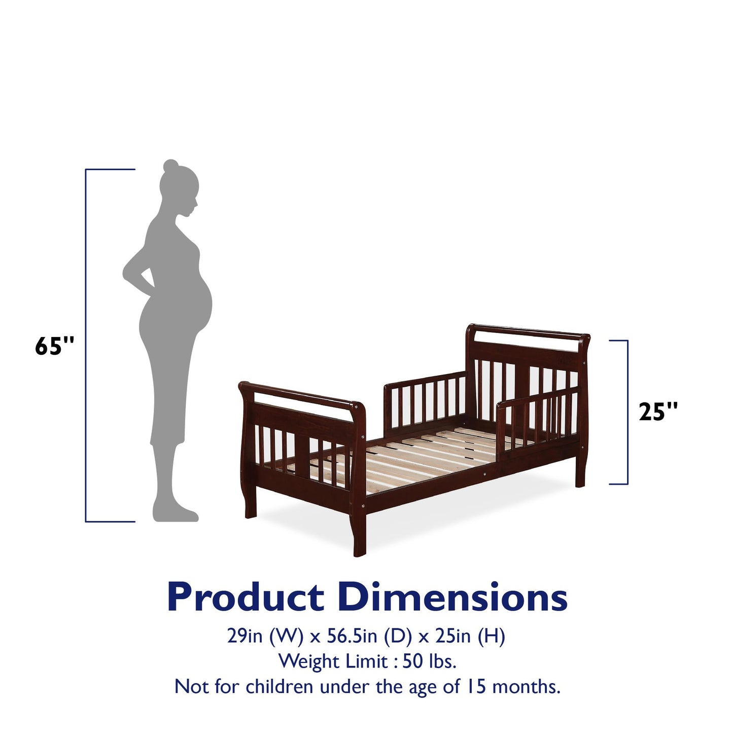 Baby Relax Sleigh Toddler Bed with Safety Rails