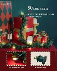 2-Pack 15FT Christmas Garland Prelit - Slim Lighted Garland with Lights, Artificial Holiday Decor for Mantle Stairs Wall Door, Indoor Outdoor 3' Thin Garlands