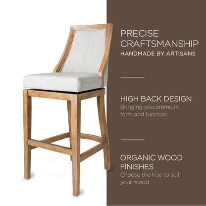 Maven Lane Vienna Counter Stool in Weathered Oak Finish w/ Sand Color Fabric Upholstery