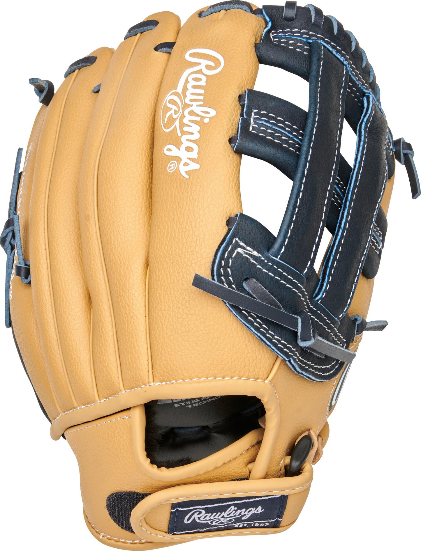 Rawlings Playmaker Series Youth Baseball Glove, Camel/Navy, 11.5 inch, Right Hand Throw