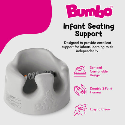 Bumbo Baby Floor Booster Seat Infant Soft Foam, Cool Gray