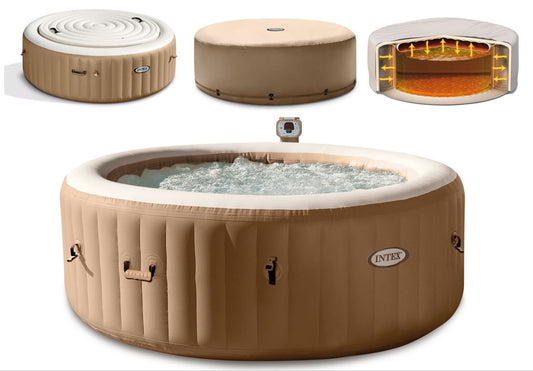 Intex SimpleSpa 4 Person Portable Inflatable Hot Tub Jet Spa with Pump and Cover