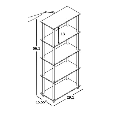 5 shelf Bookcase Mainstay - White