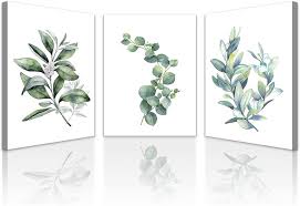 Lapremoly Large Canvas Wall Art For Living Room Modern Wall Decor For Bedroom Plants Green Leaves Wall Paintings Kitchen Home Decorations Pictures Bathroom Posters Prints Artwork Room Mural Works 20in x 28in