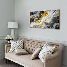 Piy Painting Wall Art Framed Abstract Canvas Artwork Decor Modern Colorful Black Gray and Gold Picture Marble Print Paintings for Living Room Bedroom Home Office Walls Ready to Hang 20.00' x 40.00'