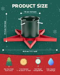 GuuG Real Christmas Tree Stand Base - Live Trees Small Christmas Tree Holder up to 6.5ft Trees for Real Xmas Trees 0.53 Gal Star+ RED