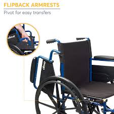 Drive Medical Blue Streak Wheelchair w/Flip Back Desk Arms