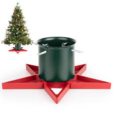 GuuG Real Christmas Tree Stand Base - Live Trees Small Christmas Tree Holder up to 6.5ft Trees for Real Xmas Trees 0.53 Gal Star+ RED