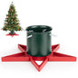 GuuG Real Christmas Tree Stand Base - Live Trees Small Christmas Tree Holder up to 6.5ft Trees for Real Xmas Trees 0.53 Gal Star+ RED