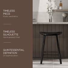 Maven Lane Luna Counter Stool in Rustic Black Wood Finish