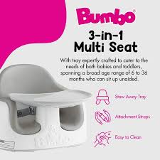 Bumbo Baby Toddler Adjustable 3-in-1 Booster Seat/High Chair - no tray, Cool Gray