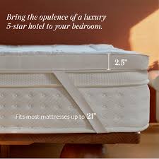 Double Stitch Cooling Mattress Topper - Down Alternative Pillowtop Mattress Pad Queen Size, Soft 300 Thread Count, Stretch Up to 21 Inch