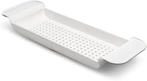 ohcoolstule Non, Expandable Bath Shelf Bathtub Tray, Adjustable Multifunctional Bathtub Tub Organizer for Book Wine Phone Bathroom Shower, White