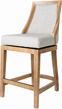 Maven Lane Vienna Counter Stool in Weathered Oak Finish w/ Sand Color Fabric Upholstery