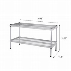 Design Ideas MeshWorks 2 Tier Full-Size Metal Storage Shelving Unit Rack, Silver