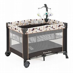 Pamo Babe Bassinet Nursery Center Play Yard Crib with Changing Table, Khaki